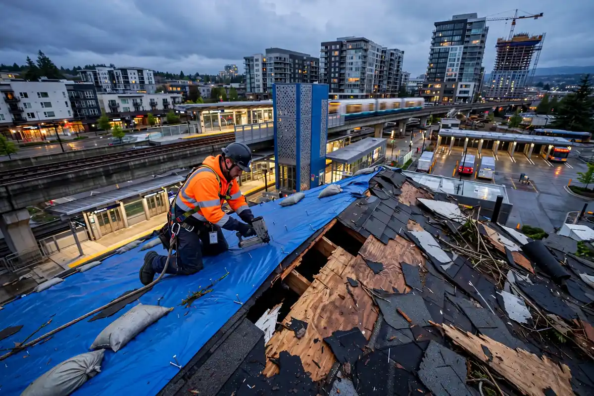 Reparación de emergencia de fugas de techo en Downtown Lynnwood, Lynnwood, WA