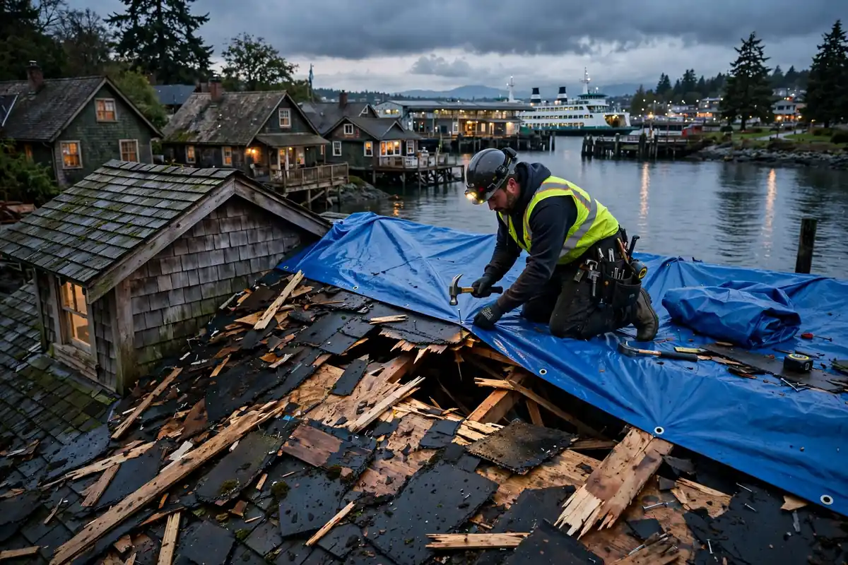 Reparación de emergencia de fugas de techo en Edmonds, Lynnwood, WA