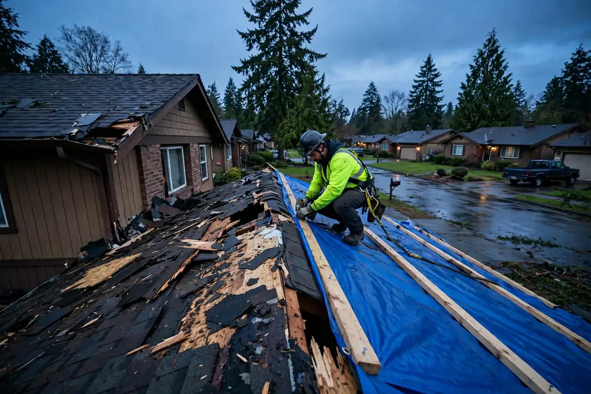 Reparación de emergencia de fugas de techo en Martha Lake, Lynnwood, WA