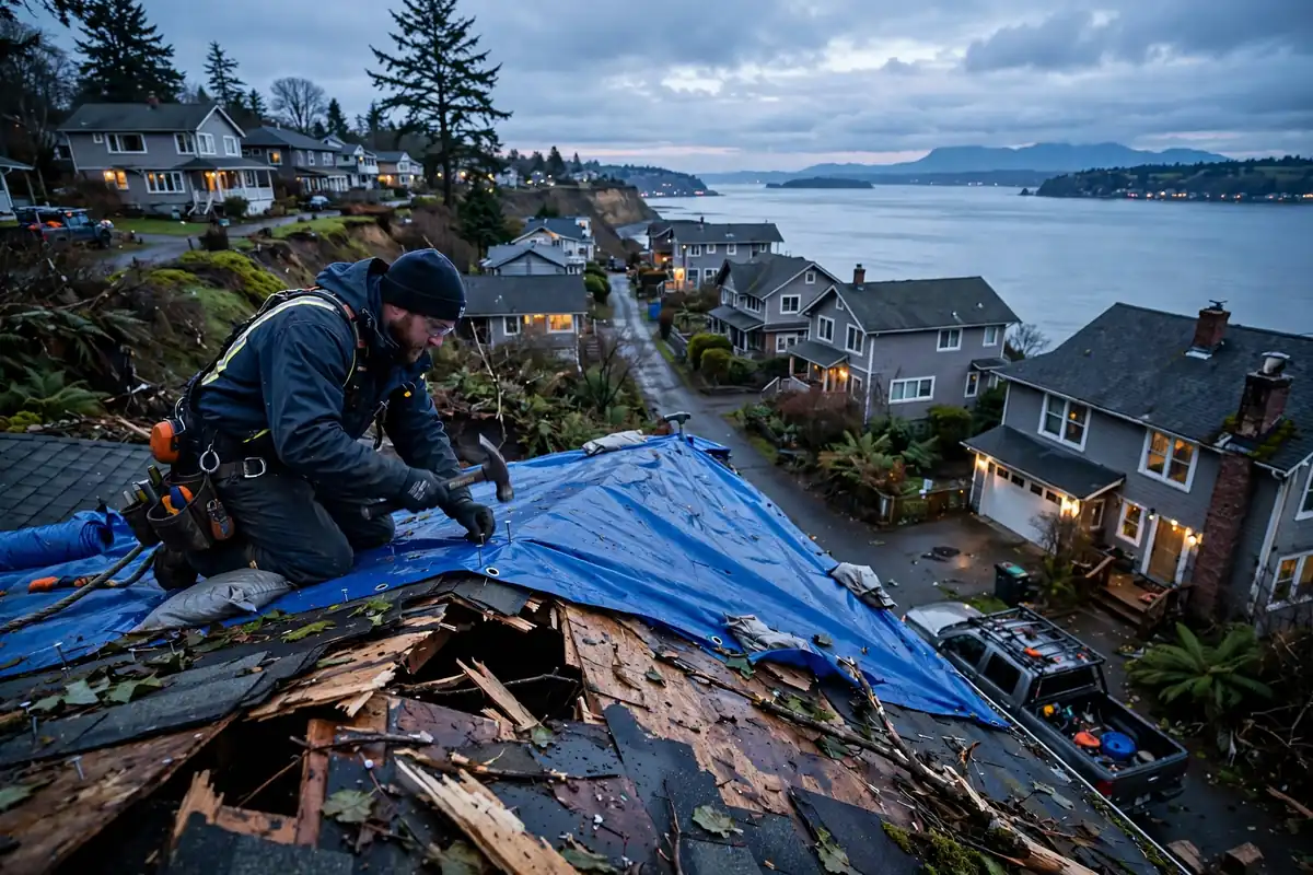 Reparación de emergencia de fugas de techo en Picnic Point, Lynnwood, WA