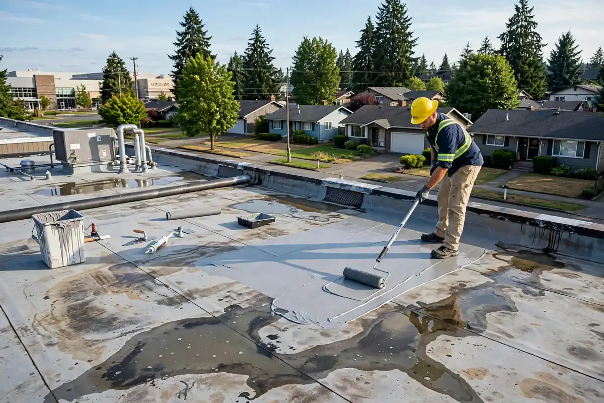 Reparación de fugas en techo plano en Alderwood, Lynnwood, WA