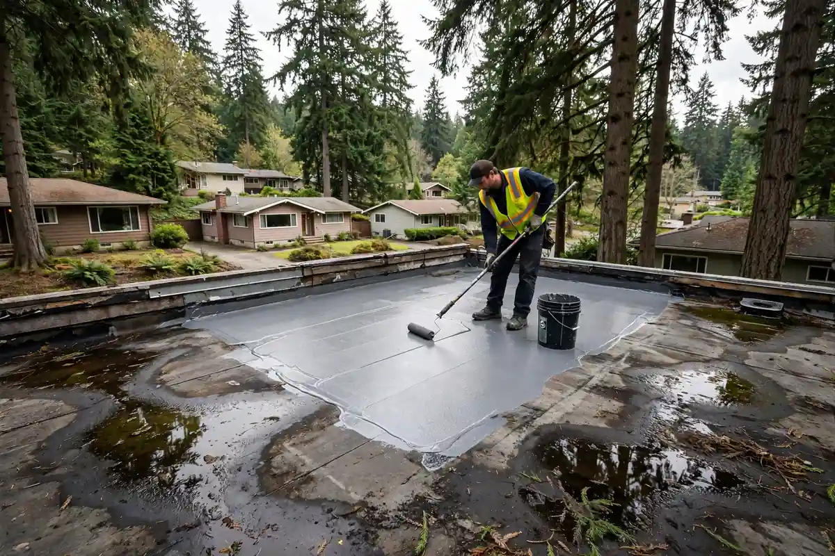 Reparación de fugas en techo plano en Brier, Lynnwood, WA