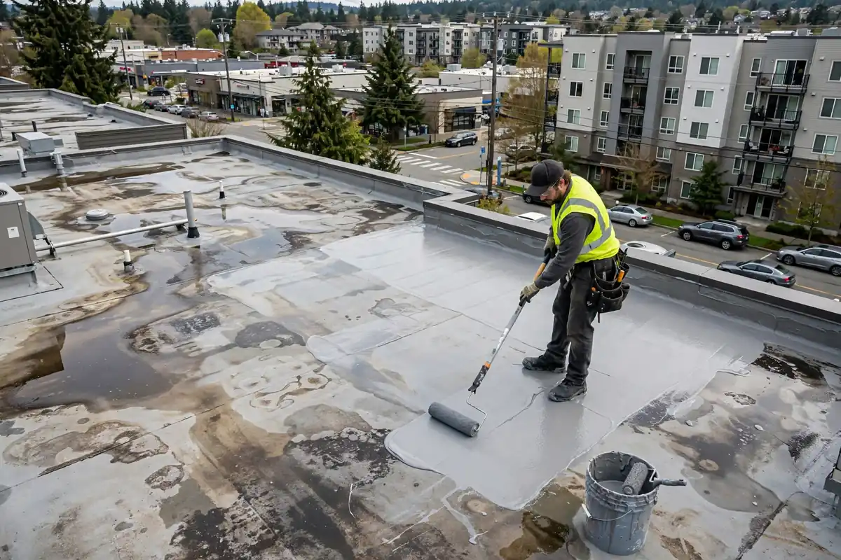 Reparación de fugas en techo plano en Cedar Valley, Lynnwood, WA