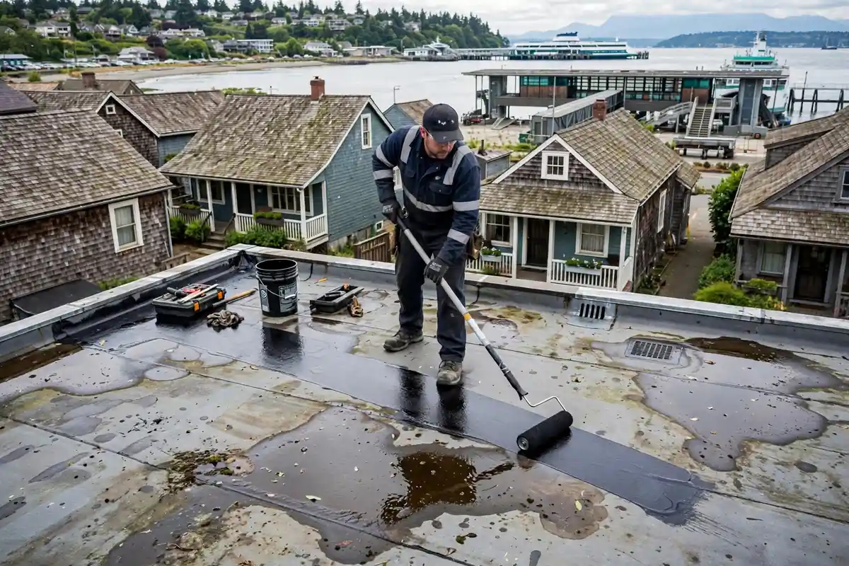 Reparación de fugas en techo plano en Edmonds, Lynnwood, WA