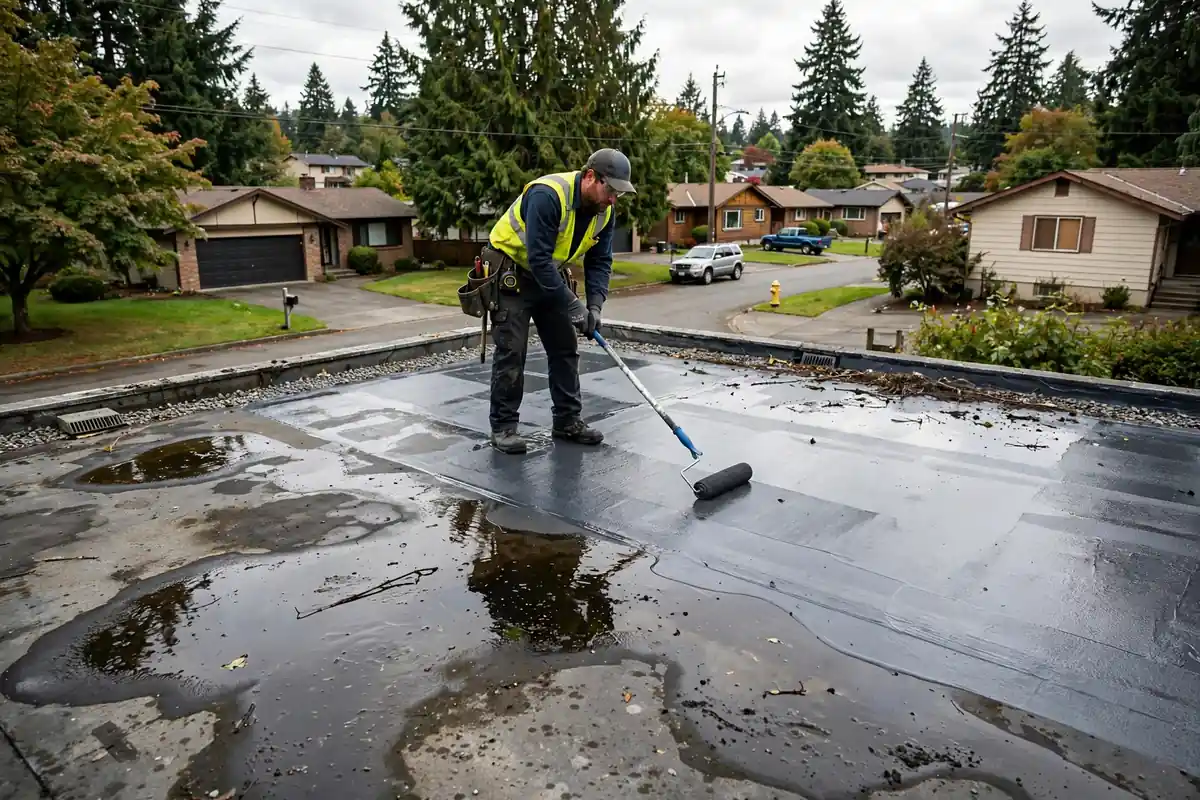 Reparación de fugas en techo plano en Martha Lake, Lynnwood, WA