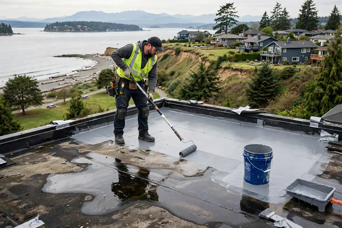 Reparación de fugas en techo plano en Meadowdale, Lynnwood, WA