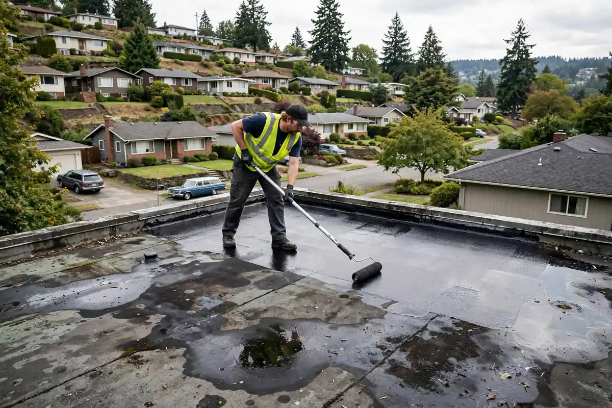 Reparación de fugas en techo plano en Mountlake Terrace, Lynnwood, WA