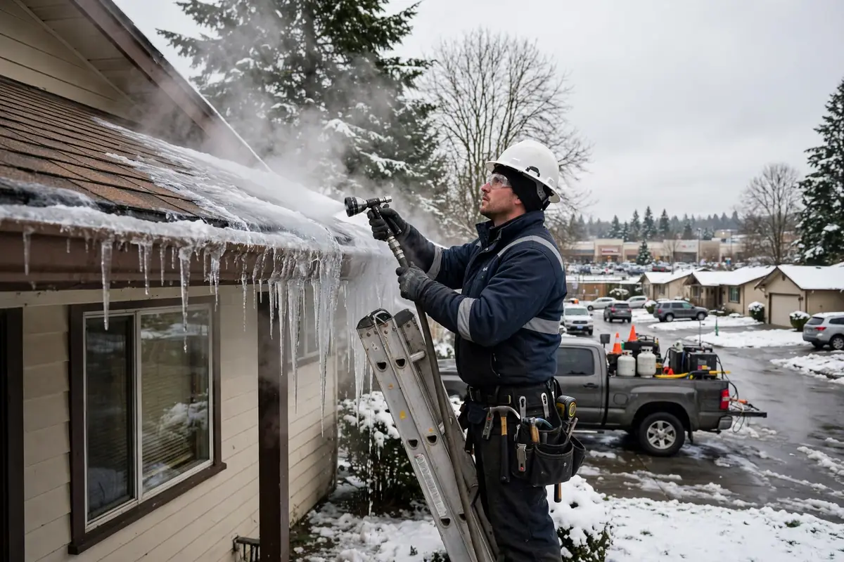 Reparación de fugas de hielo en la presa Alderwood, Lynnwood, WA