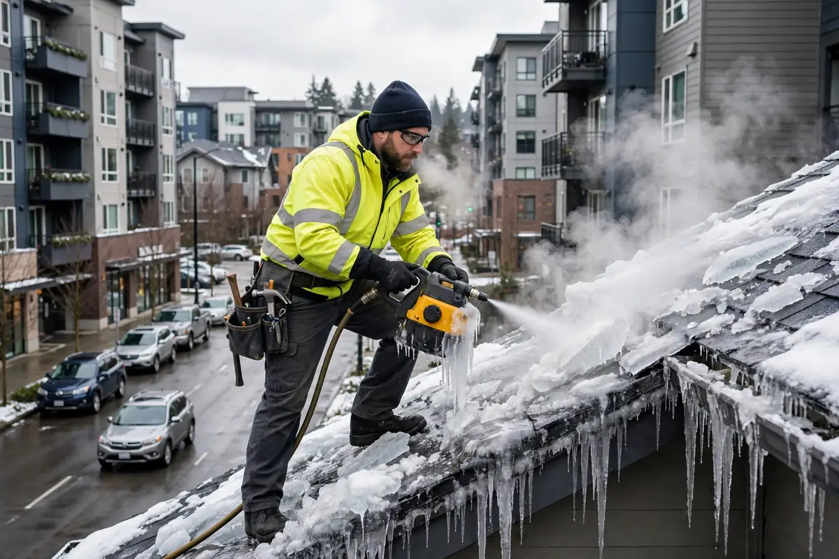 Reparación de fugas de hielo en la presa Cedar Valley, Lynnwood, WA