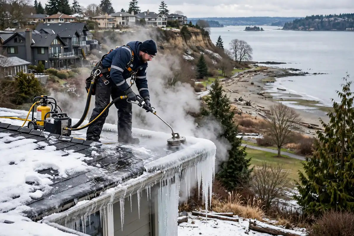 Reparación de fugas en la presa de hielo Meadowdale, Lynnwood, WA