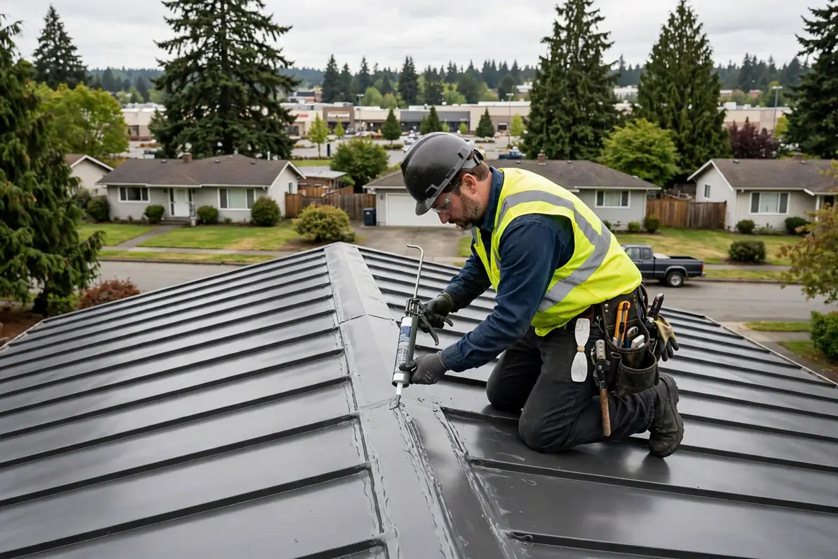 Reparación de fugas de techo metálico en Alderwood, Lynnwood, WA