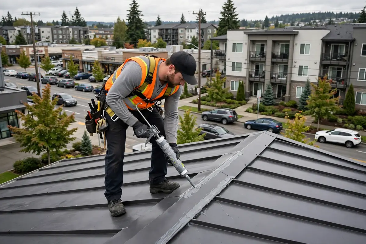 Reparación de fugas de techo metálico en Cedar Valley, Lynnwood, WA