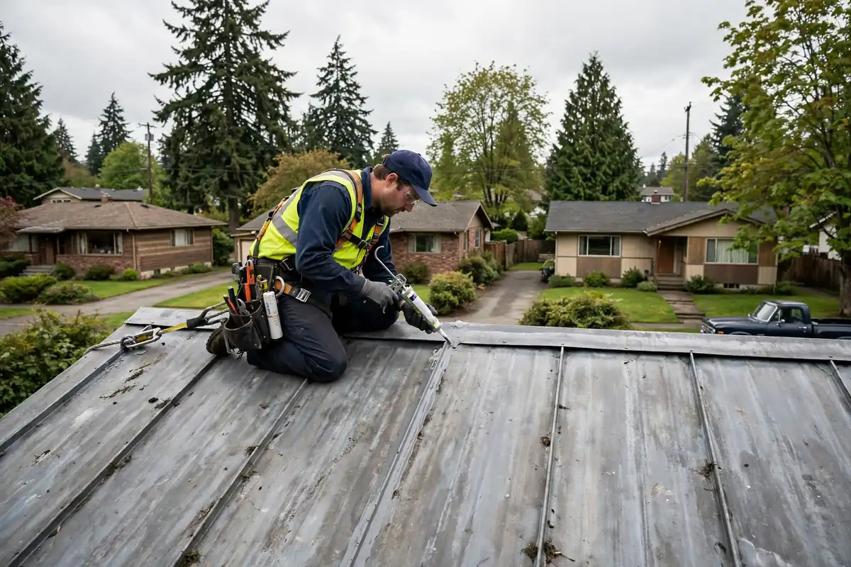 Reparación de fugas de techo metálico en Westgate, Lynnwood, WA