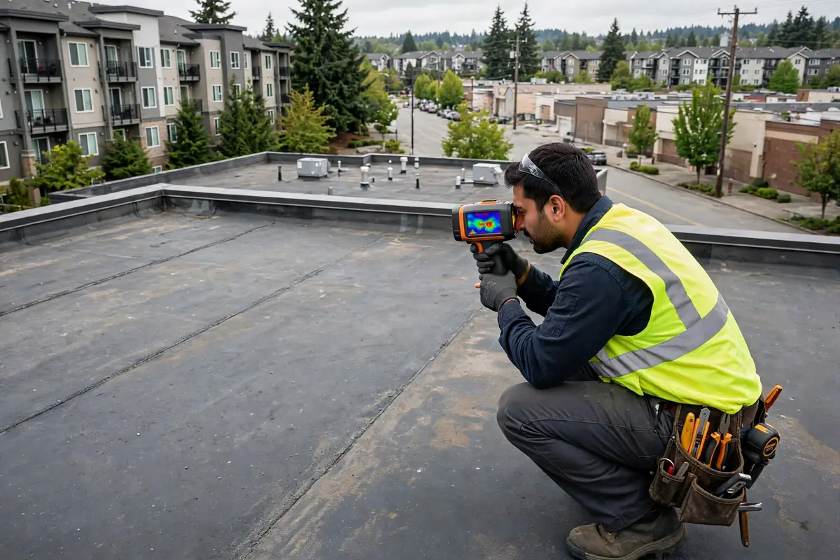 Detección de fugas en el techo en Cedar Valley, Lynnwood, WA
