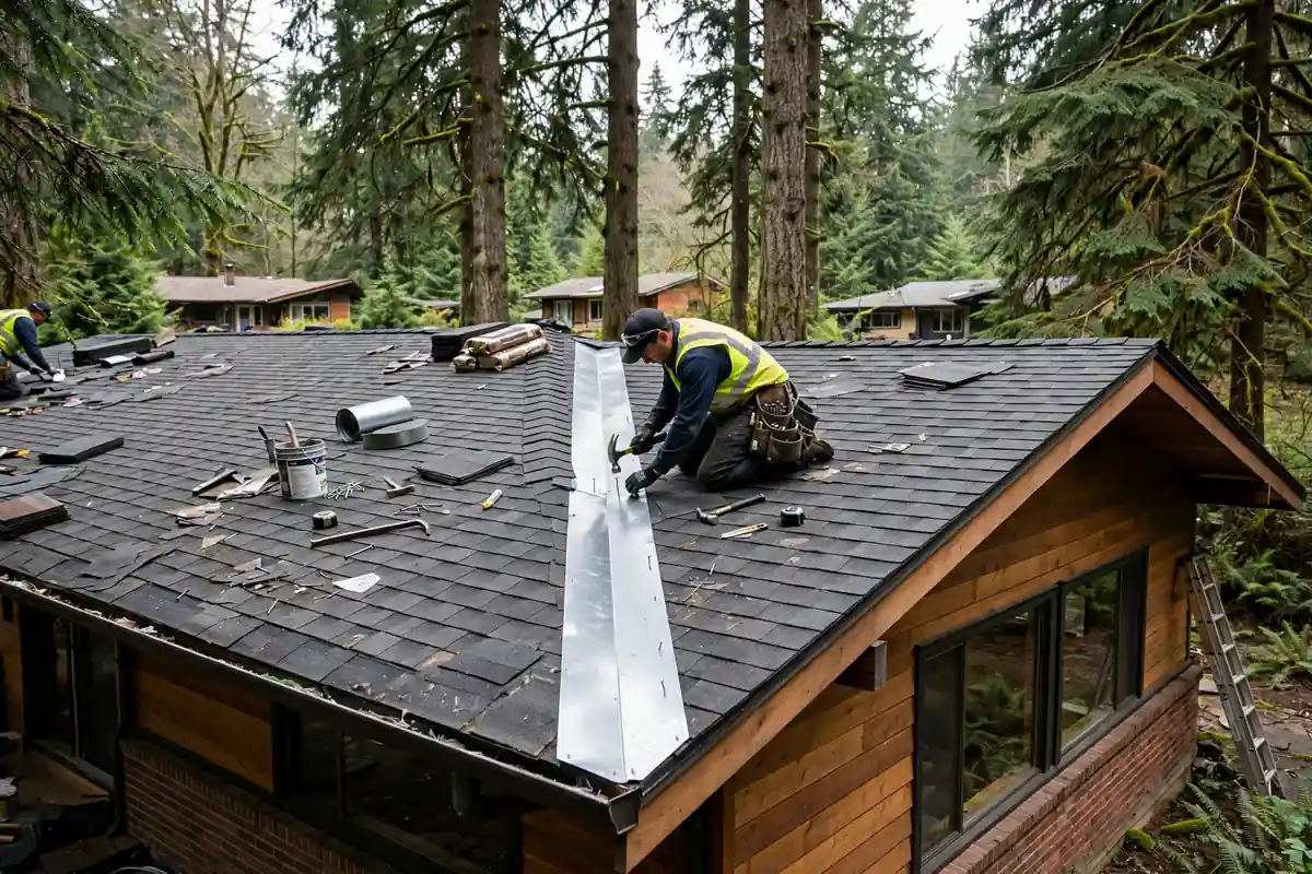 Reparación de fugas de Roof valley en Brier, Lynnwood, WA