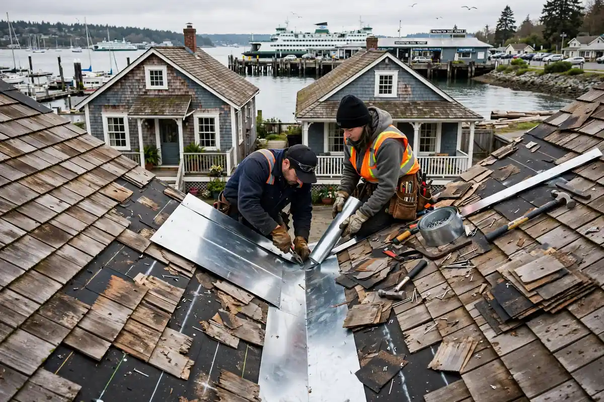 Reparación de fugas de Roof valley en Edmonds, Lynnwood, WA