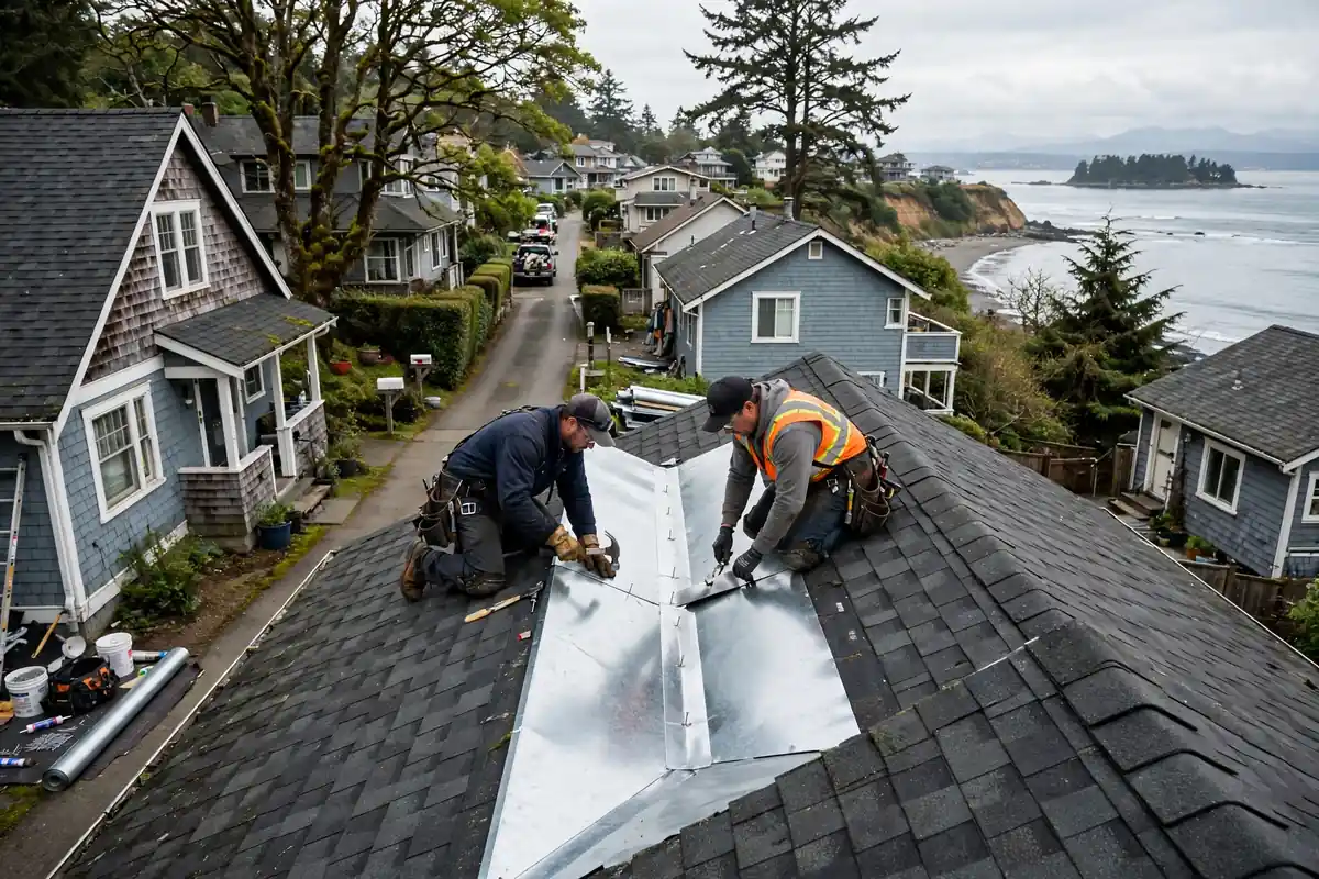 Reparación de fugas en Roof valley en Picnic Point, Lynnwood, WA
