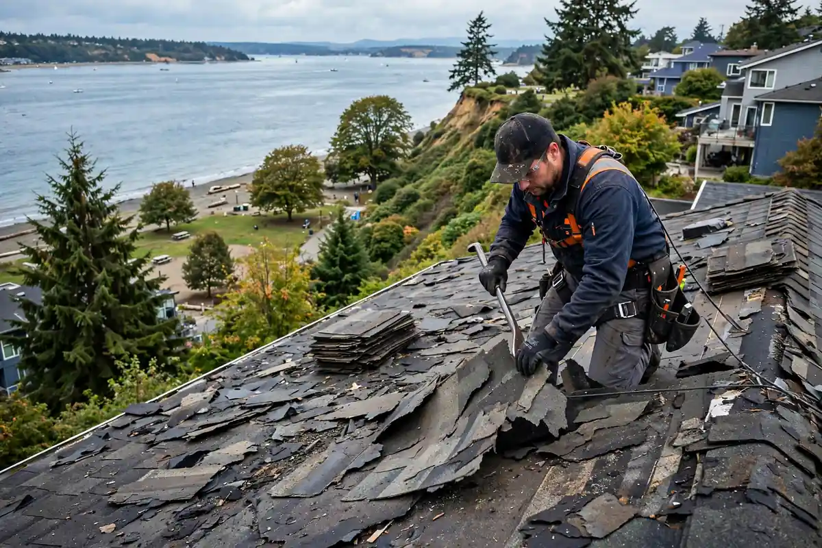 Reparación de fugas del techo de tejas en Meadowdale, Lynnwood, WA