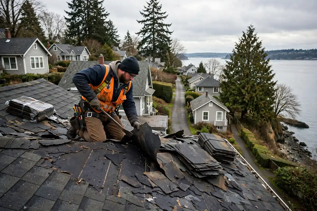 Reparación de fugas del techo de tejas en Picnic Point, Lynnwood, WA