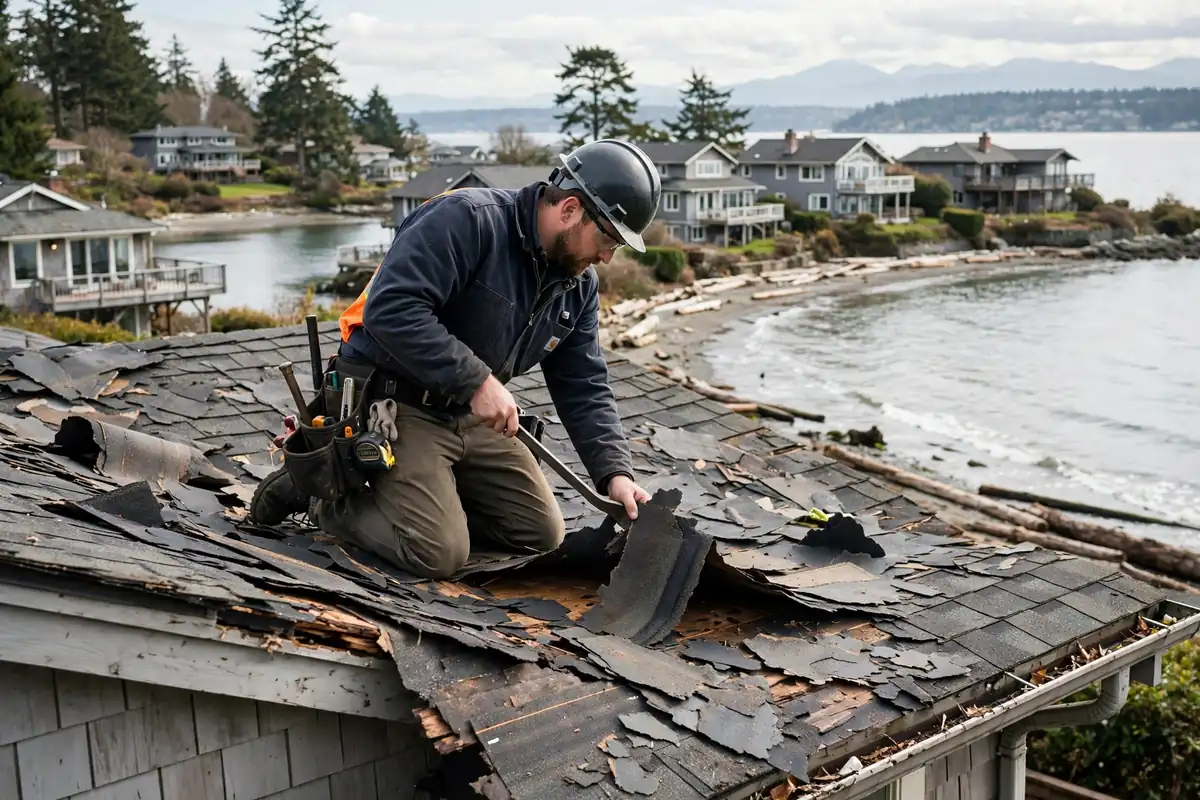 Reparación de fugas del techo de tejas en Seaview, Lynnwood, WA