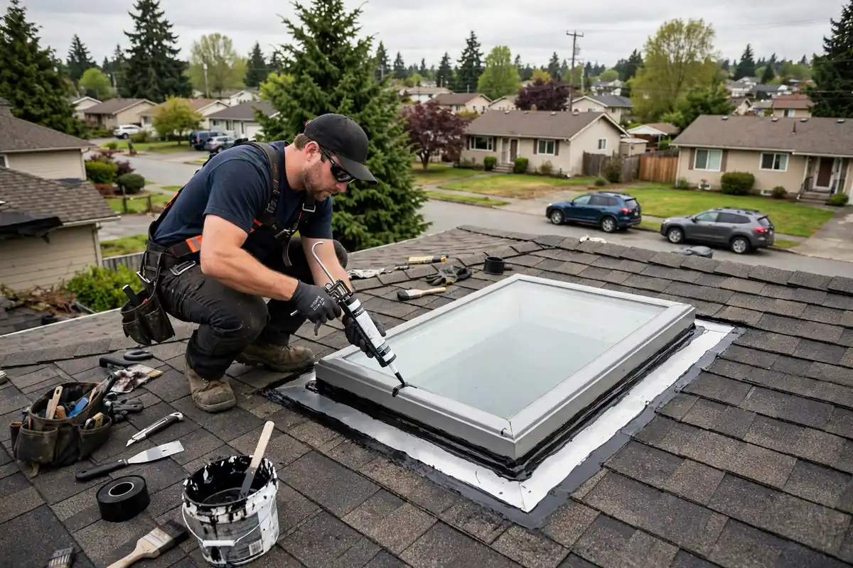 Reparación de fugas en la claraboya Alderwood, Lynnwood, WA