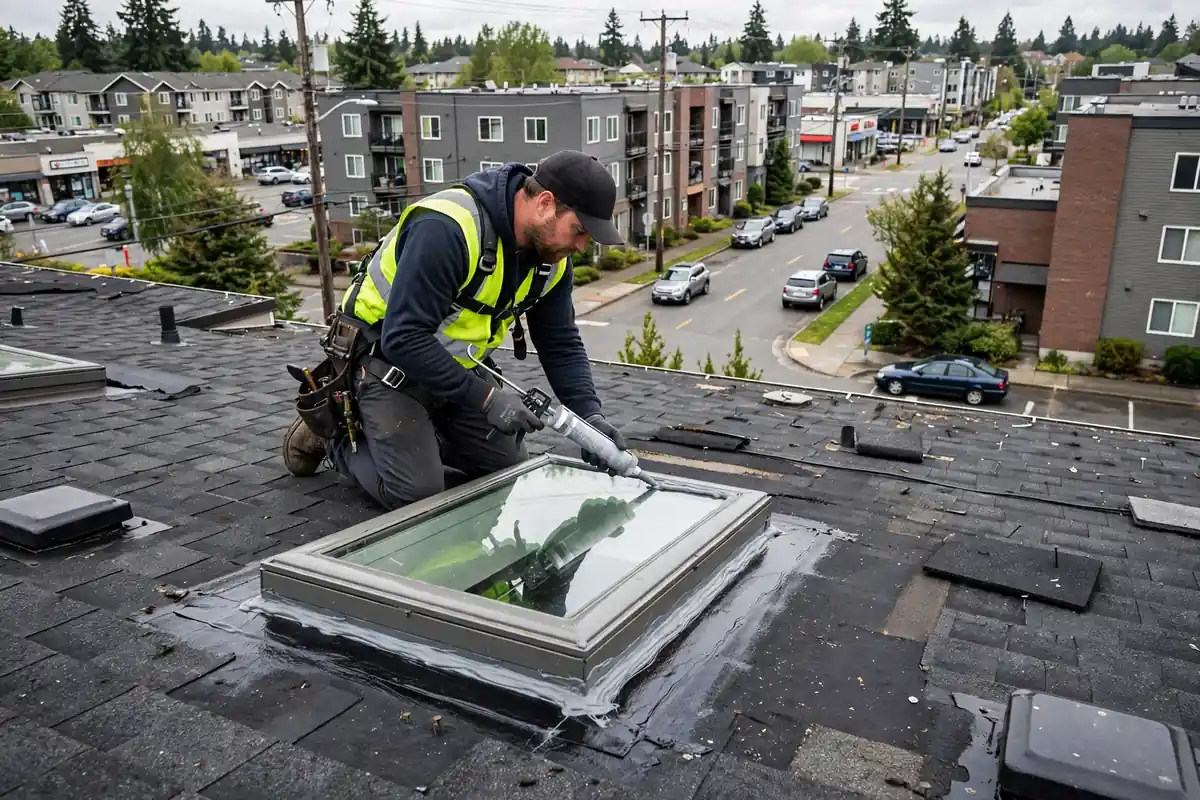 Reparación de fugas en la claraboya Cedar Valley, Lynnwood, WA