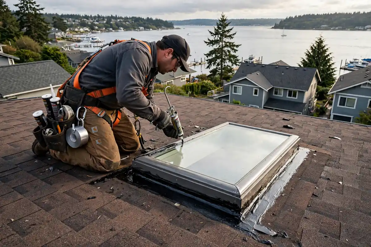 Reparación de fugas en la claraboya Seaview, Lynnwood, WA