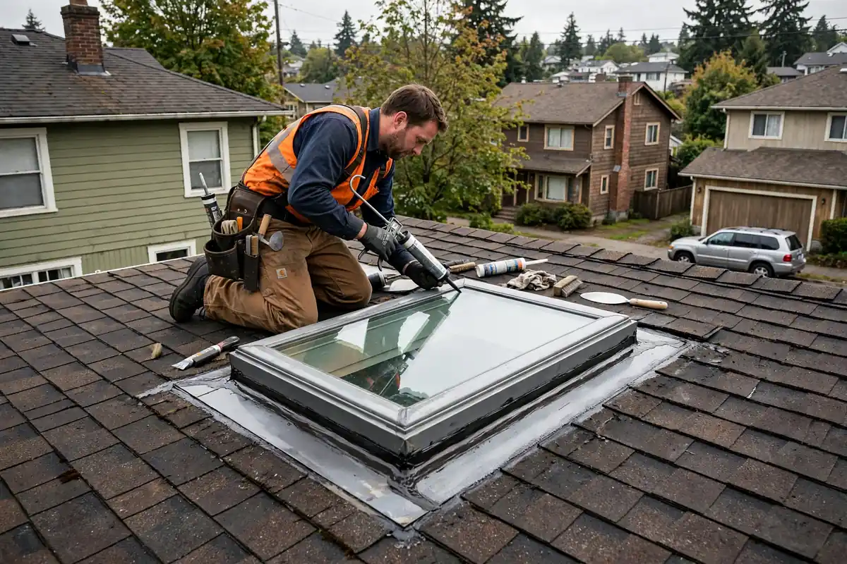 Reparación de fugas en la claraboya Westgate, Lynnwood, WA