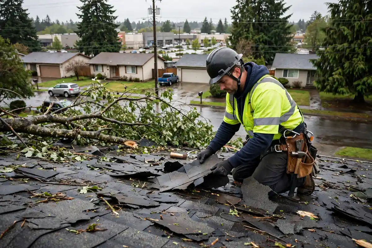 Reparación de fugas por daños causados por la tormenta en Alderwood, Lynnwood, WA