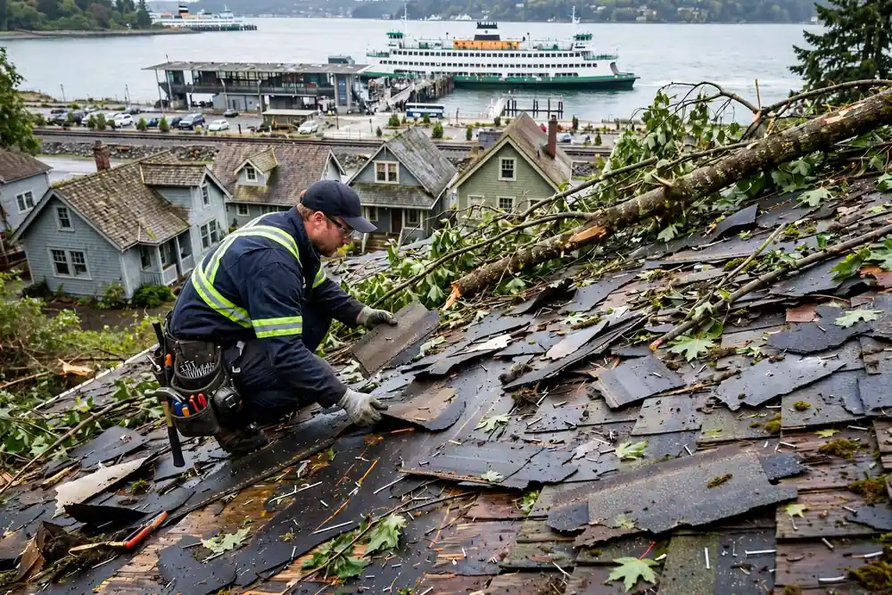 Reparación de fugas por daños causados por la tormenta en Edmonds, Lynnwood, WA