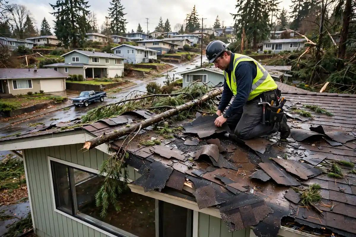 Reparación de fugas por daños causados por tormentas en Mountlake Terrace, Lynnwood, WA