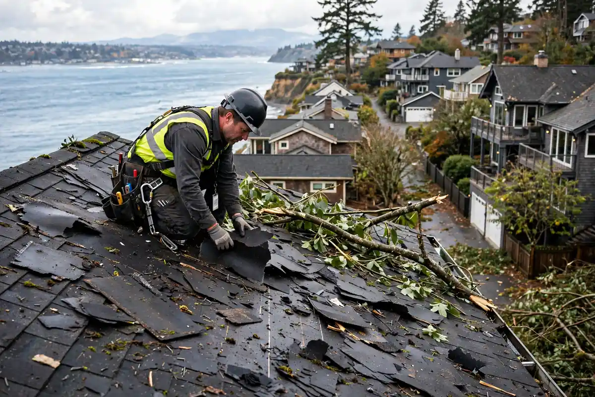 Reparación de fugas por daños causados por la tormenta en Picnic Point, Lynnwood, WA